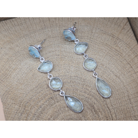 Echt zilveren oorbel stekers/ hangers met topaas